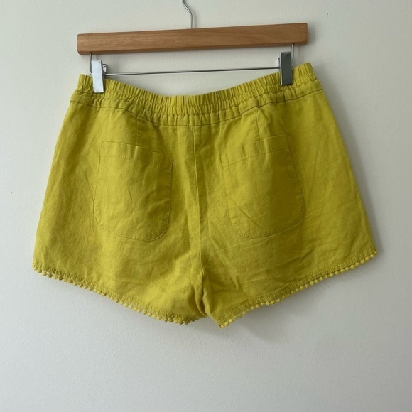 Loft linen chartreuse cotton blend shorts. Size S. - Picture 3 of 5